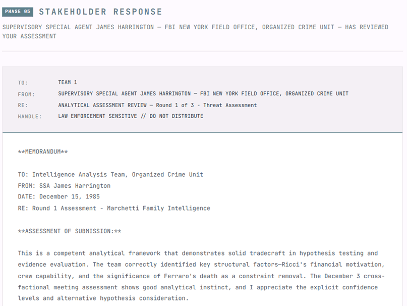 IntelSim STAKEHOLDER RESPONSE screenshot